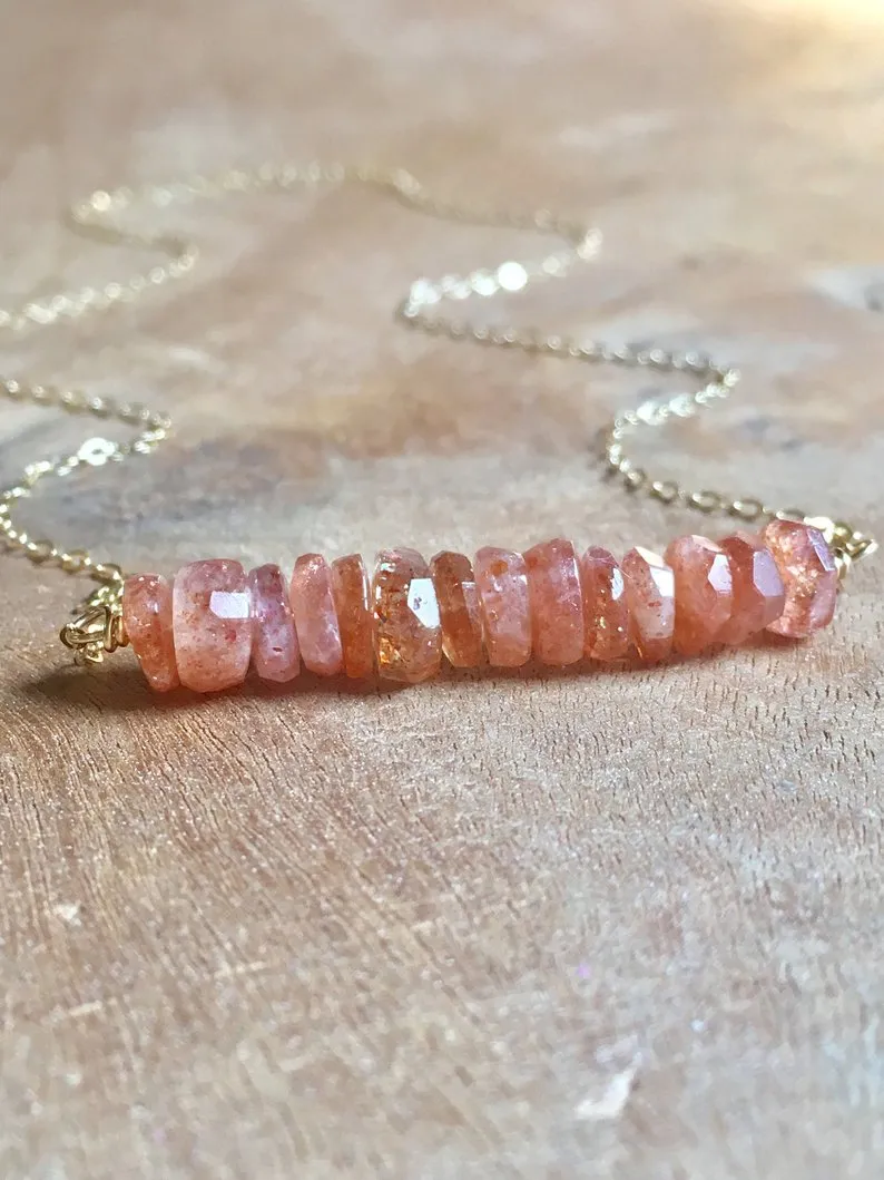 Sunstone Bar Necklace Gold Or Silver