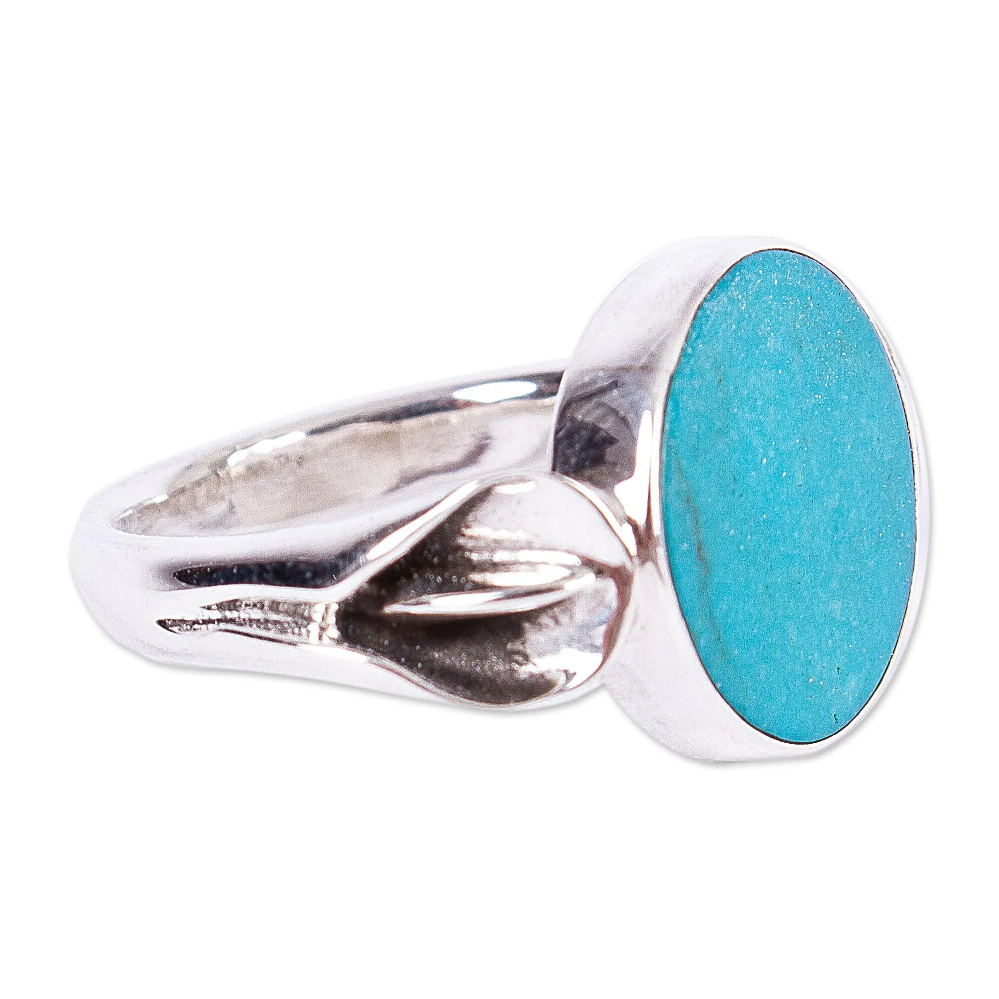 Taxco Silver Lilly Reconstituted Turquoise Cocktail Ring - Calla Lilly Turquoise | NOVICA