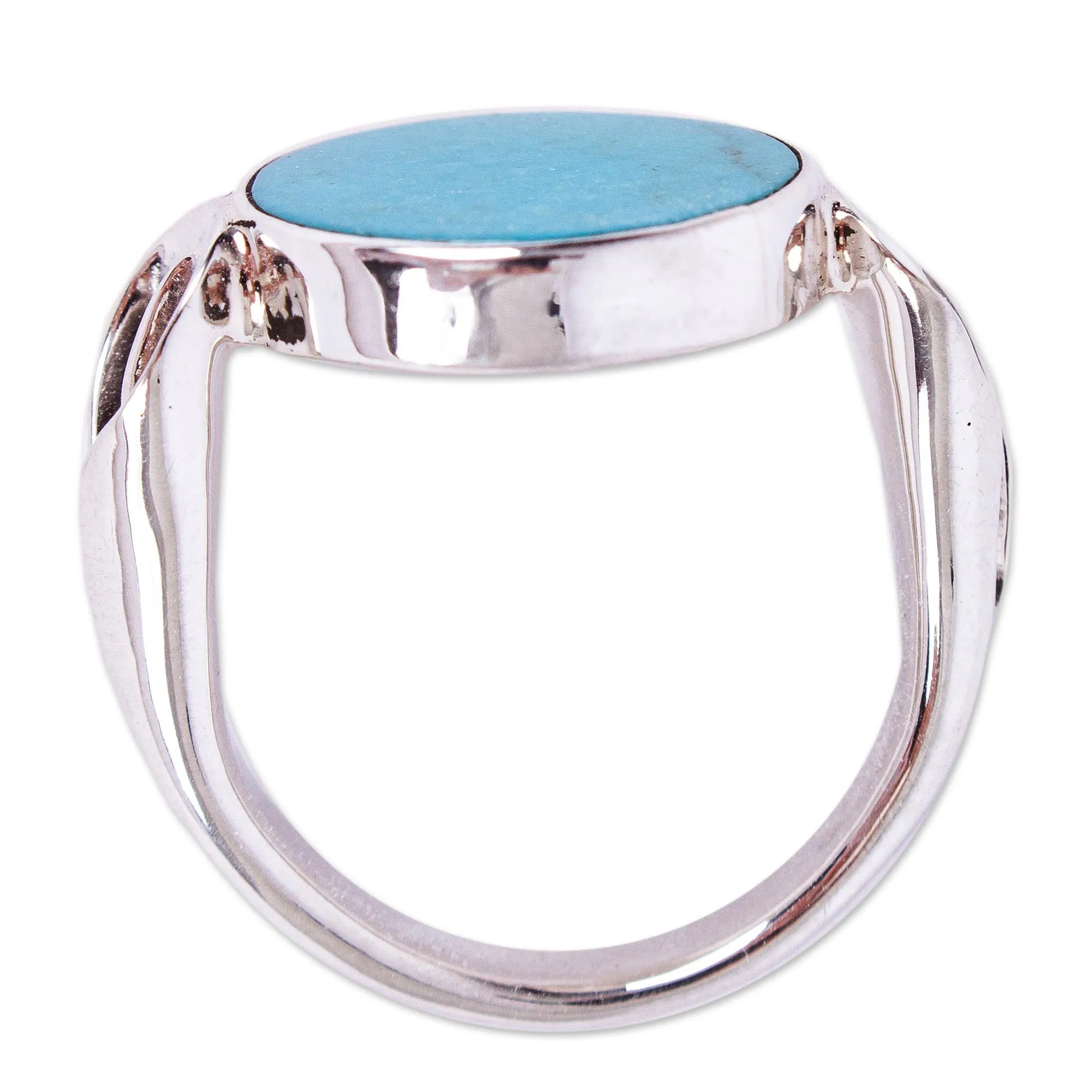 Taxco Silver Lilly Reconstituted Turquoise Cocktail Ring - Calla Lilly Turquoise | NOVICA