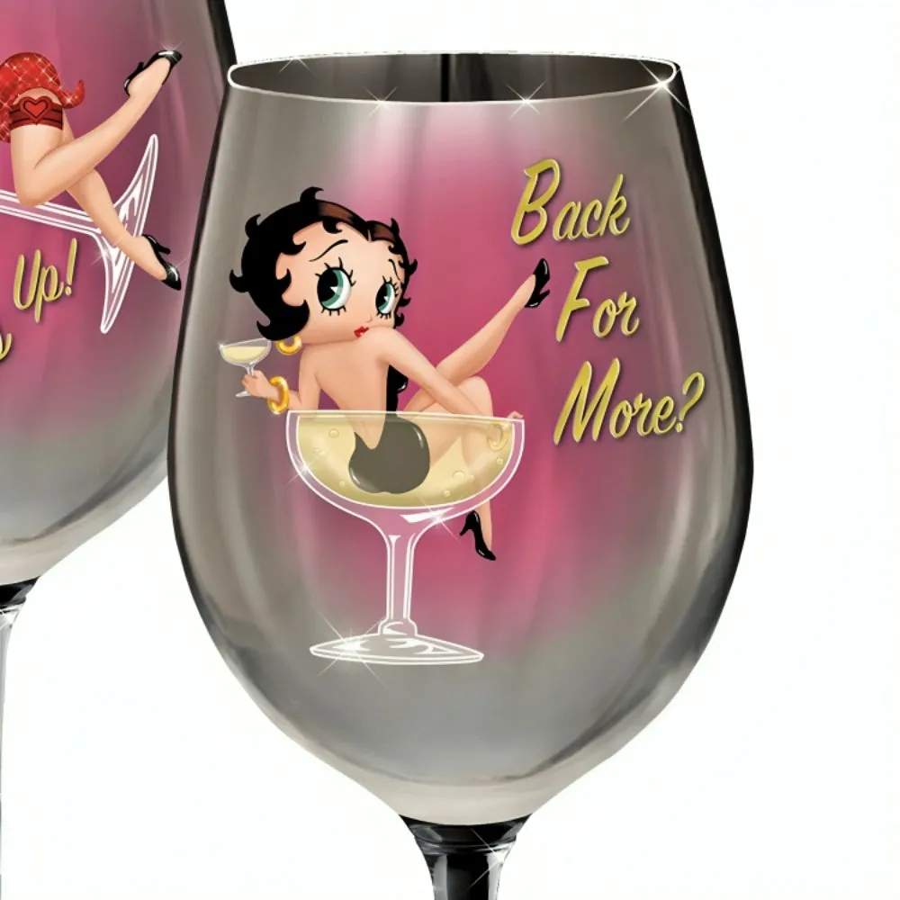 The Bradford Exchange Bottoms Up and Back For More Issue #4 Betty Boop™ Wine Glass Collection 9-inches
