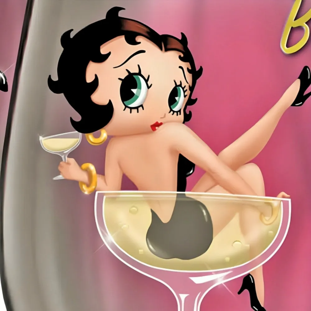 The Bradford Exchange Bottoms Up and Back For More Issue #4 Betty Boop™ Wine Glass Collection 9-inches