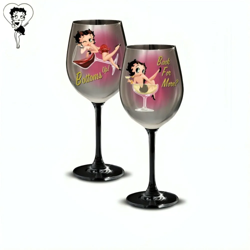The Bradford Exchange Bottoms Up and Back For More Issue #4 Betty Boop™ Wine Glass Collection 9-inches