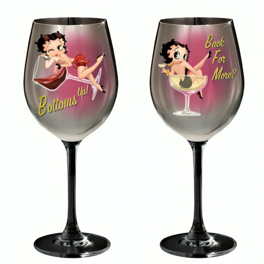 The Bradford Exchange Bottoms Up and Back For More Issue #4 Betty Boop™ Wine Glass Collection 9-inches