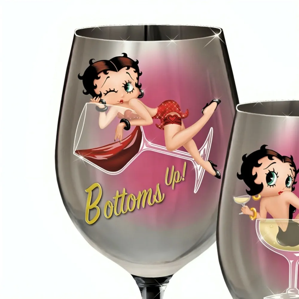 The Bradford Exchange Bottoms Up and Back For More Issue #4 Betty Boop™ Wine Glass Collection 9-inches