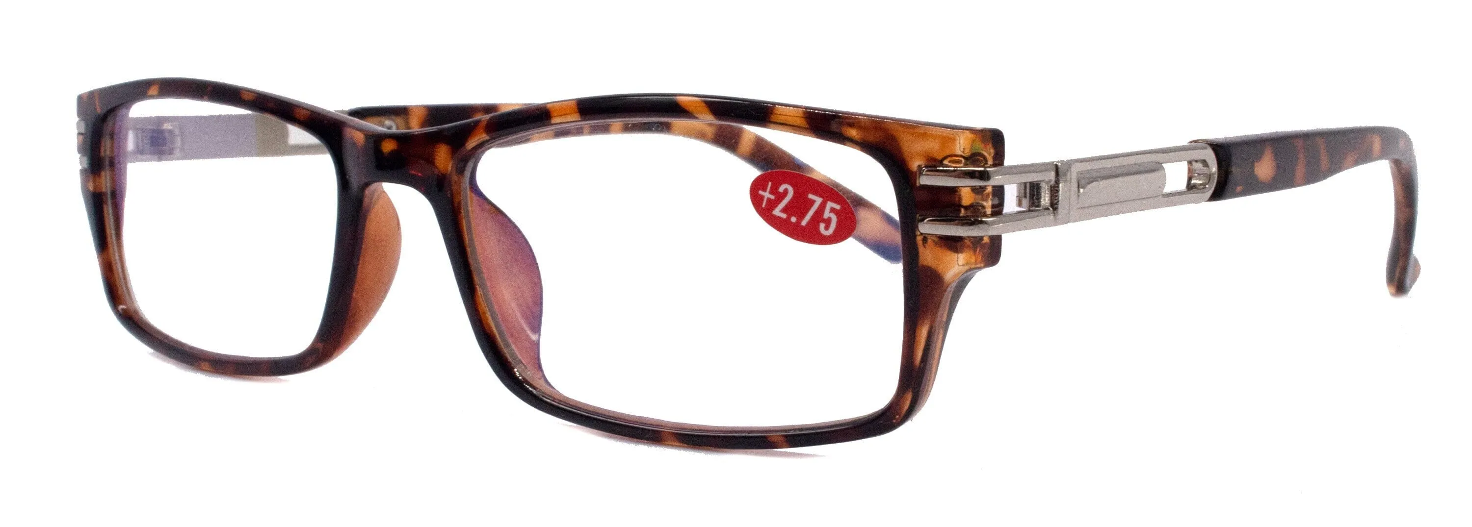 The Hudson, (Premium) Reading Glasses, High End Reading Glass  1.25 to  6 Magnifying (Tortoise Brown) Rectangular Frames. NY Fifth Avenue.