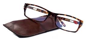 The Hudson, (Premium) Reading Glasses, High End Reading Glass  1.25 to  6 Magnifying (Tortoise Brown) Rectangular Frames. NY Fifth Avenue.