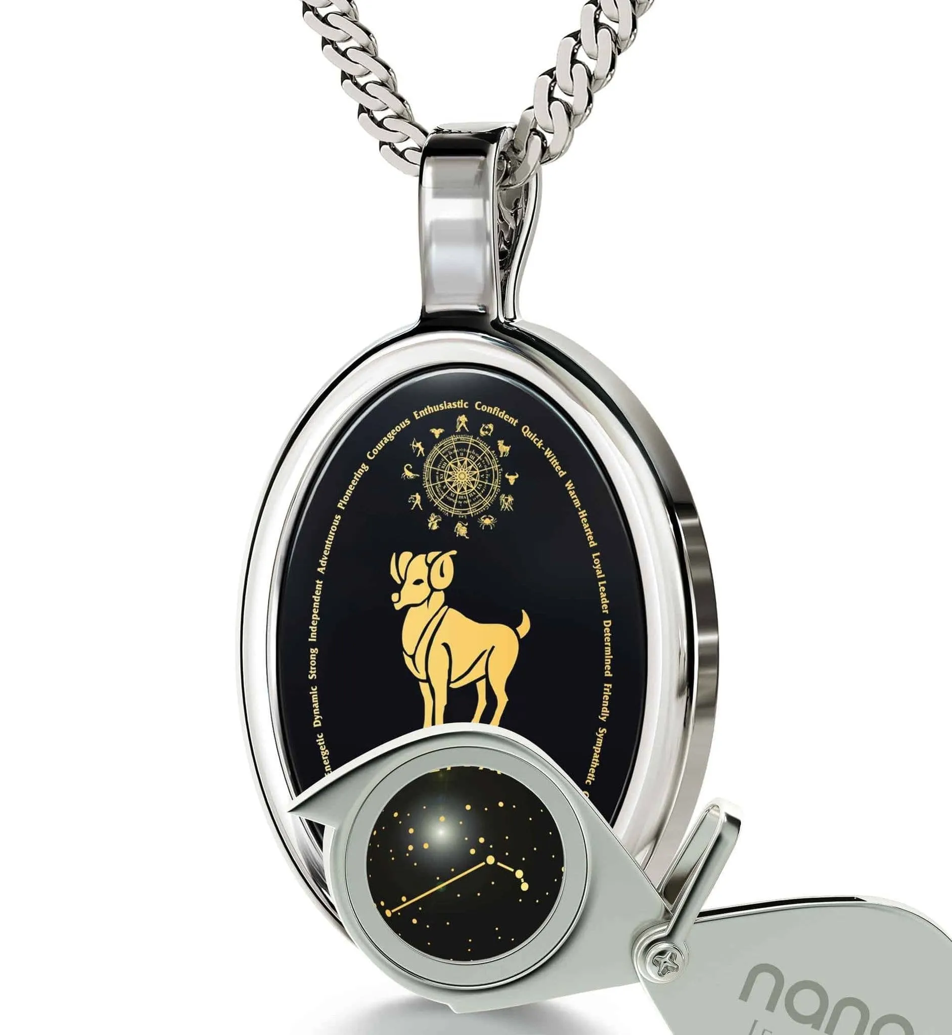 The World of Aries, 925 Sterling Silver Necklace, Onyx