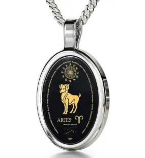 The World of Aries, 925 Sterling Silver Necklace, Onyx