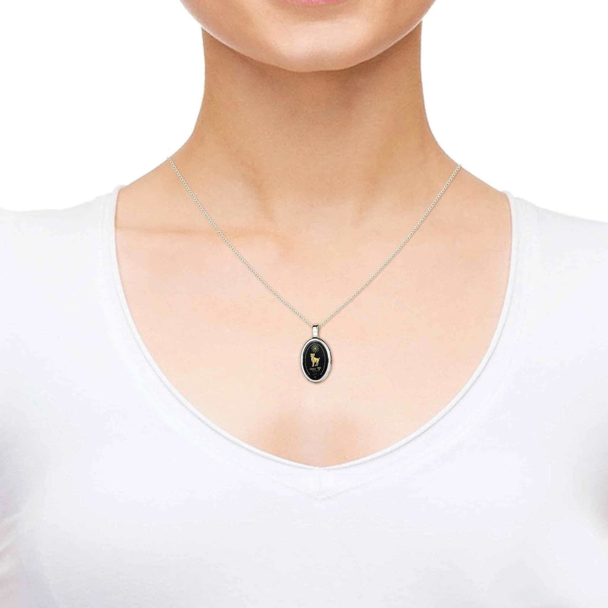 The World of Aries, 925 Sterling Silver Necklace, Onyx