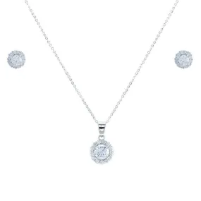Theia Round Halo Pendant Set