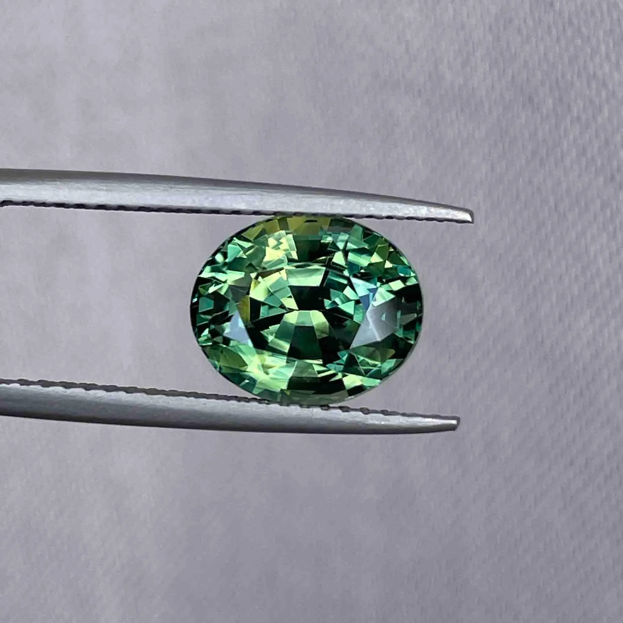 This 4.27 carat Green Sapphire is well cut to bring out the best colour and luster, and has a perfect colour blend.