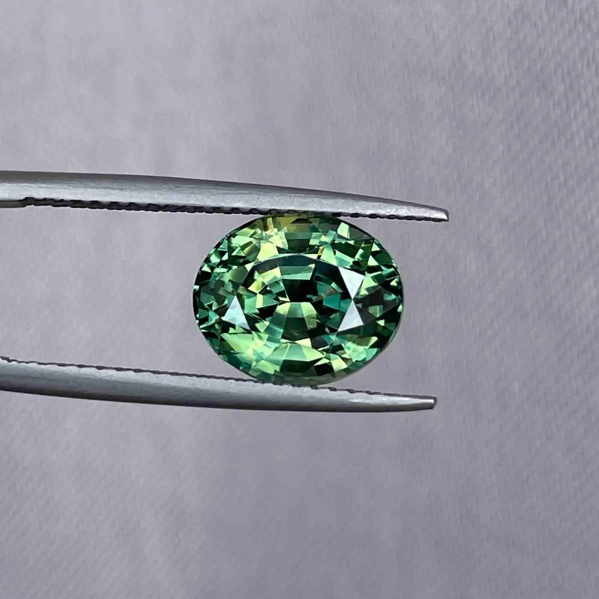 This 4.27 carat Green Sapphire is well cut to bring out the best colour and luster, and has a perfect colour blend.