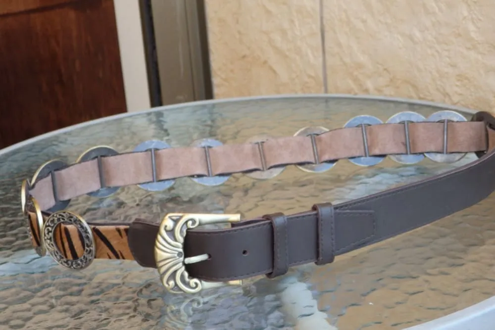 Tiger leather belt