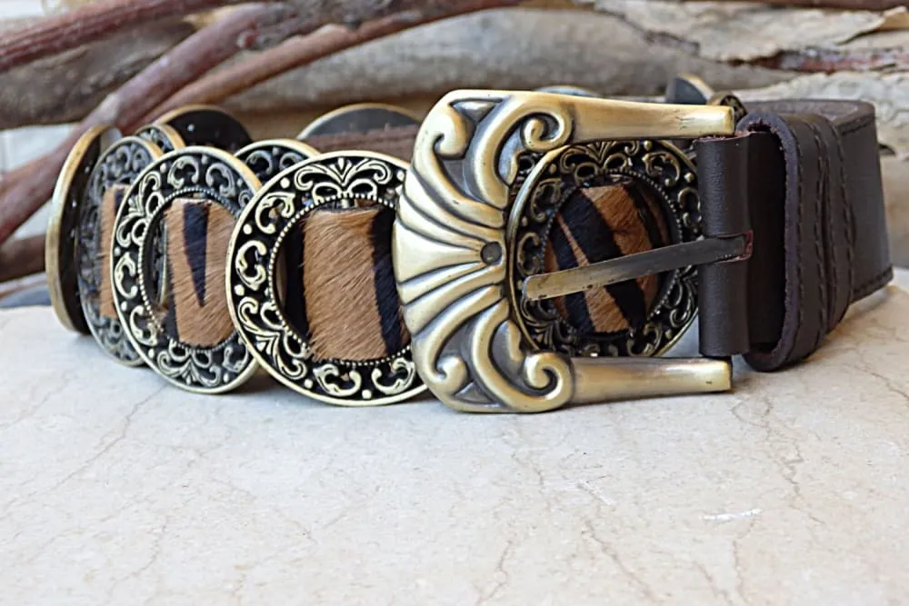 Tiger leather belt