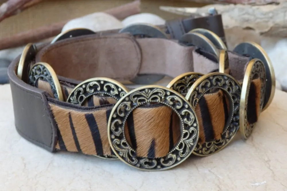 Tiger leather belt