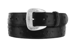 Tony Lama Men's Ostrich Print 1 3/8" Black Dress Belt 1373L