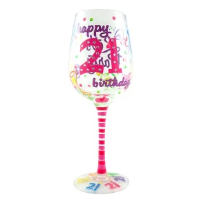 Top Shelf Unique Hand Painted 21st Birthday Wine Glass (WS)
