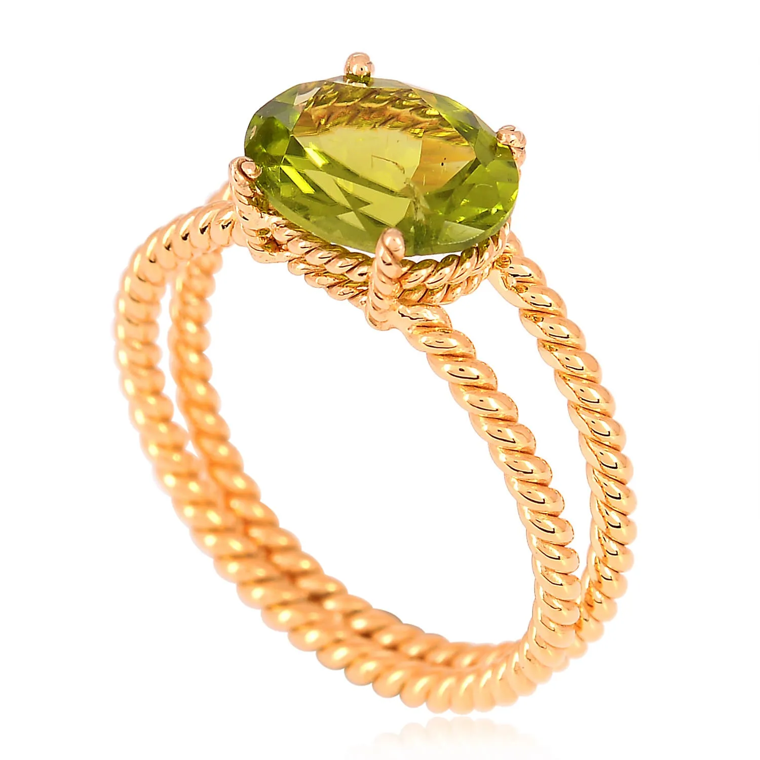 Twisted 18kt Gold Peridot August Birthstone Cocktail Ring Jewelry