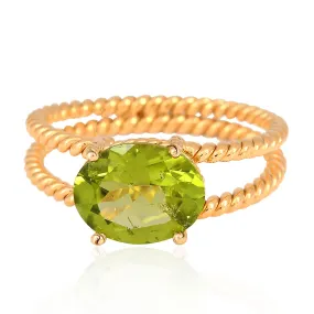 Twisted 18kt Gold Peridot August Birthstone Cocktail Ring Jewelry
