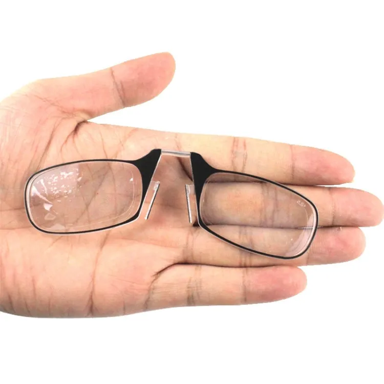 Ultra Thin High-definition Nose Resting Pocket Presbyopic Hypermetropic Reading Glasses,  2.00D(Black)
