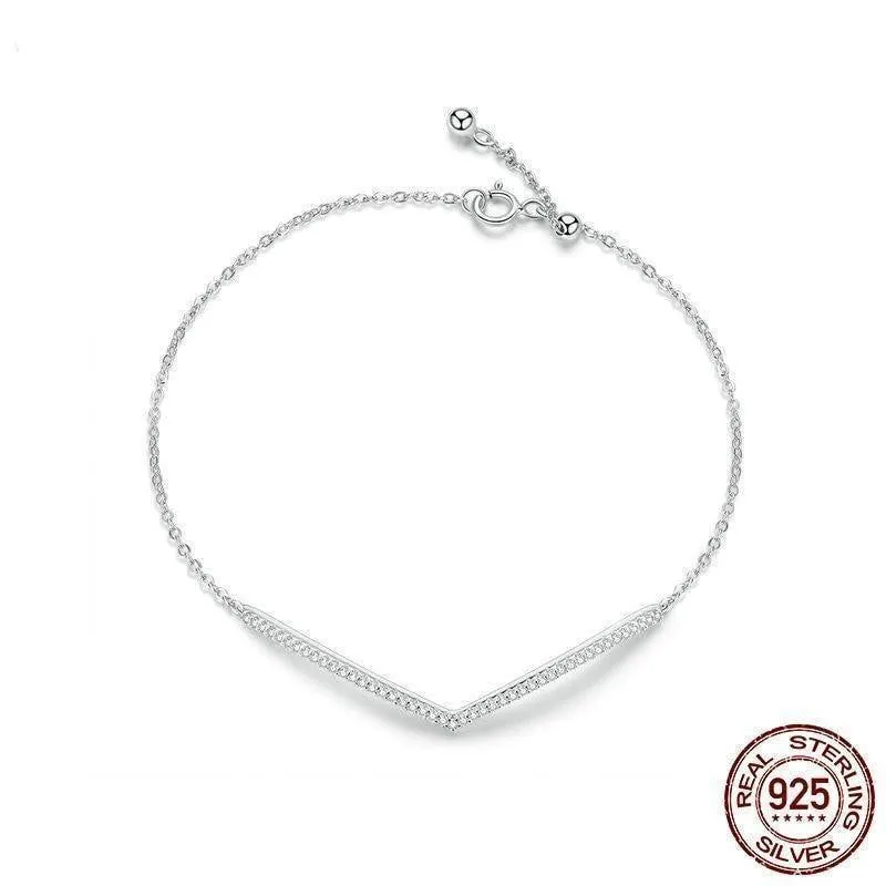 V Shape Geometric Silver Bracelet Necklace Charm Jewelry GV352