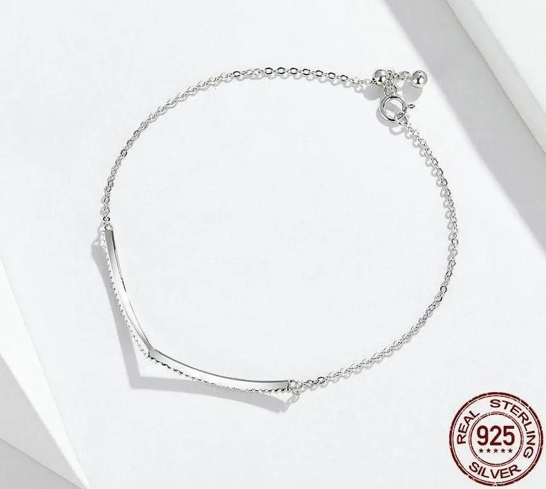 V Shape Geometric Silver Bracelet Necklace Charm Jewelry GV352