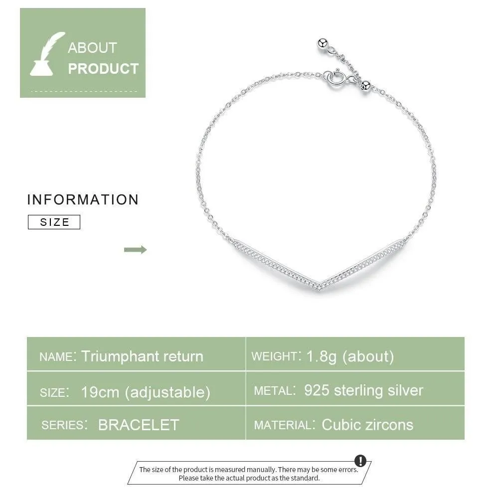 V Shape Geometric Silver Bracelet Necklace Charm Jewelry GV352