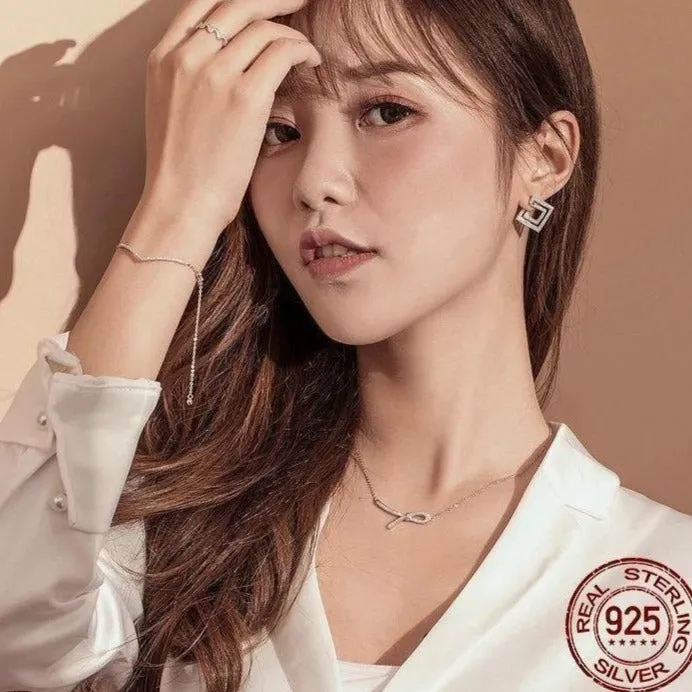V Shape Geometric Silver Bracelet Necklace Charm Jewelry GV352