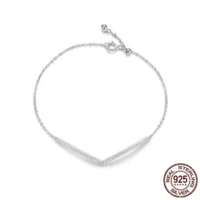 V Shape Geometric Silver Bracelet Necklace Charm Jewelry GV352