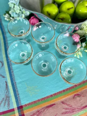 Vintage Champagne Coupes Valencia 24 kt Gold, Set of 6