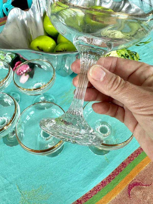 Vintage Champagne Coupes Valencia 24 kt Gold, Set of 6