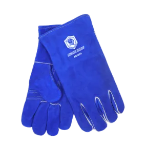 WELDING GLOVES, STICK - COTTON LINED, BLUE,  PREMIUM SIDE SPLIT COWHIDE -AG-1200